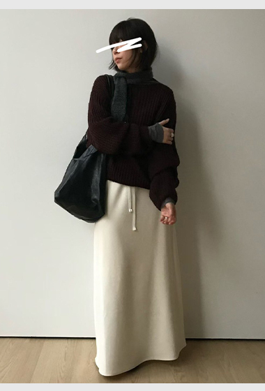 B16.顯瘦舒適鬆緊腰垂墜長裙