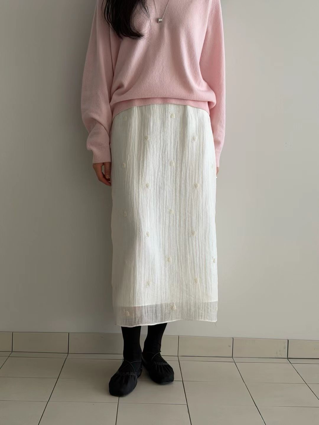 B28.瘦瘦歐膩蒲公英繡花雙層裙