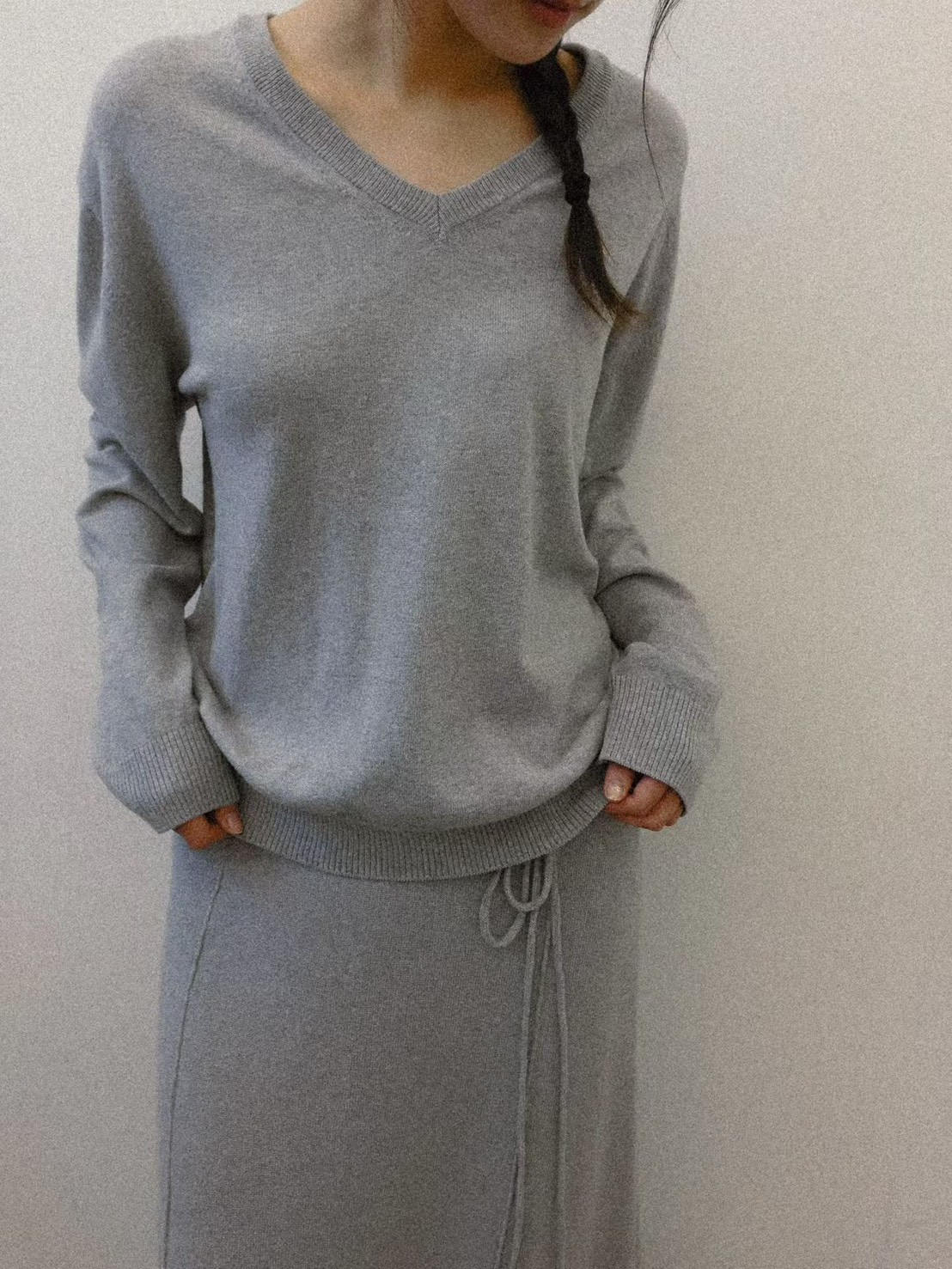 B48.質感家綁繩自信針織長裙