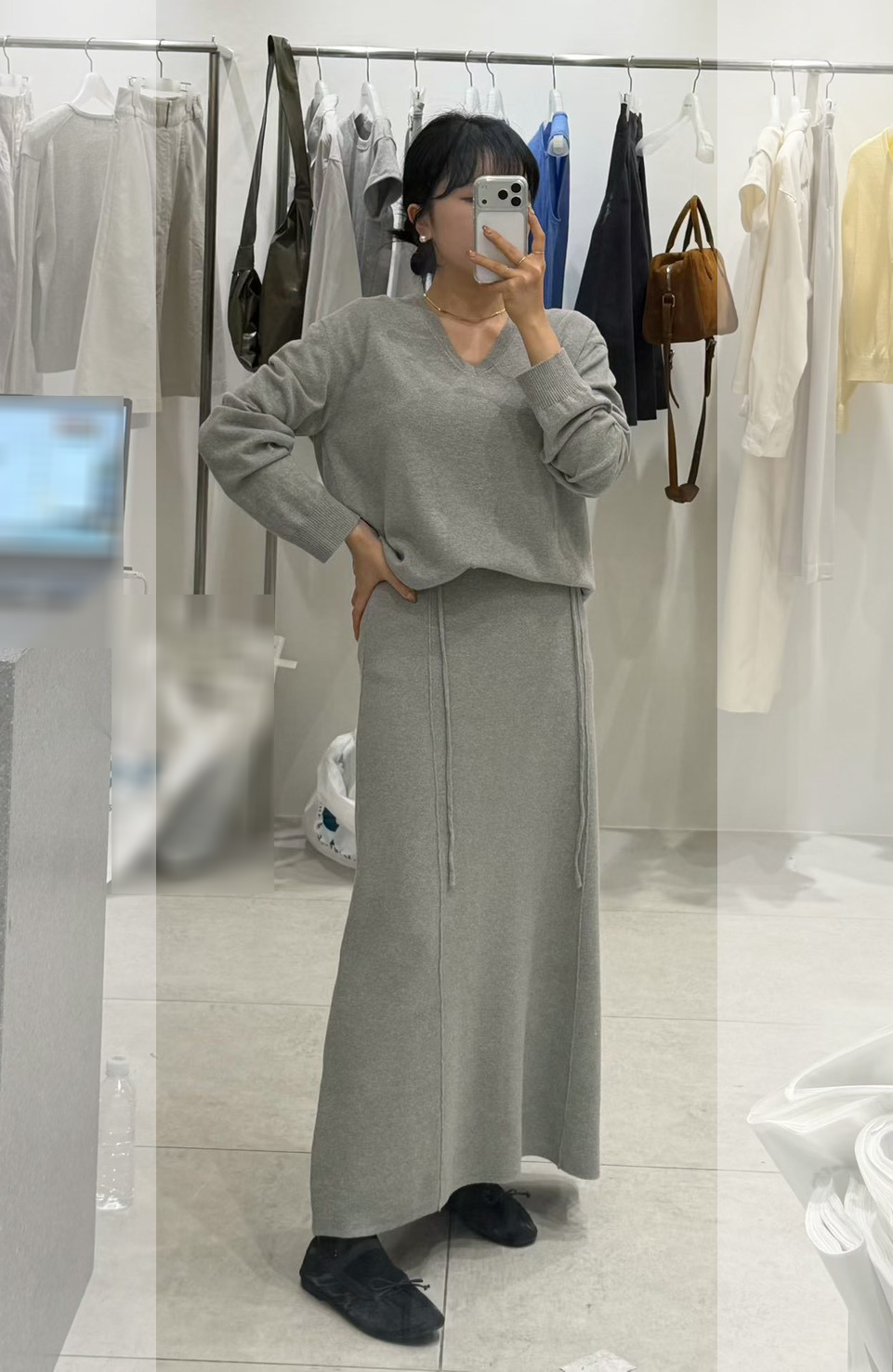 B48.質感家綁繩自信針織長裙