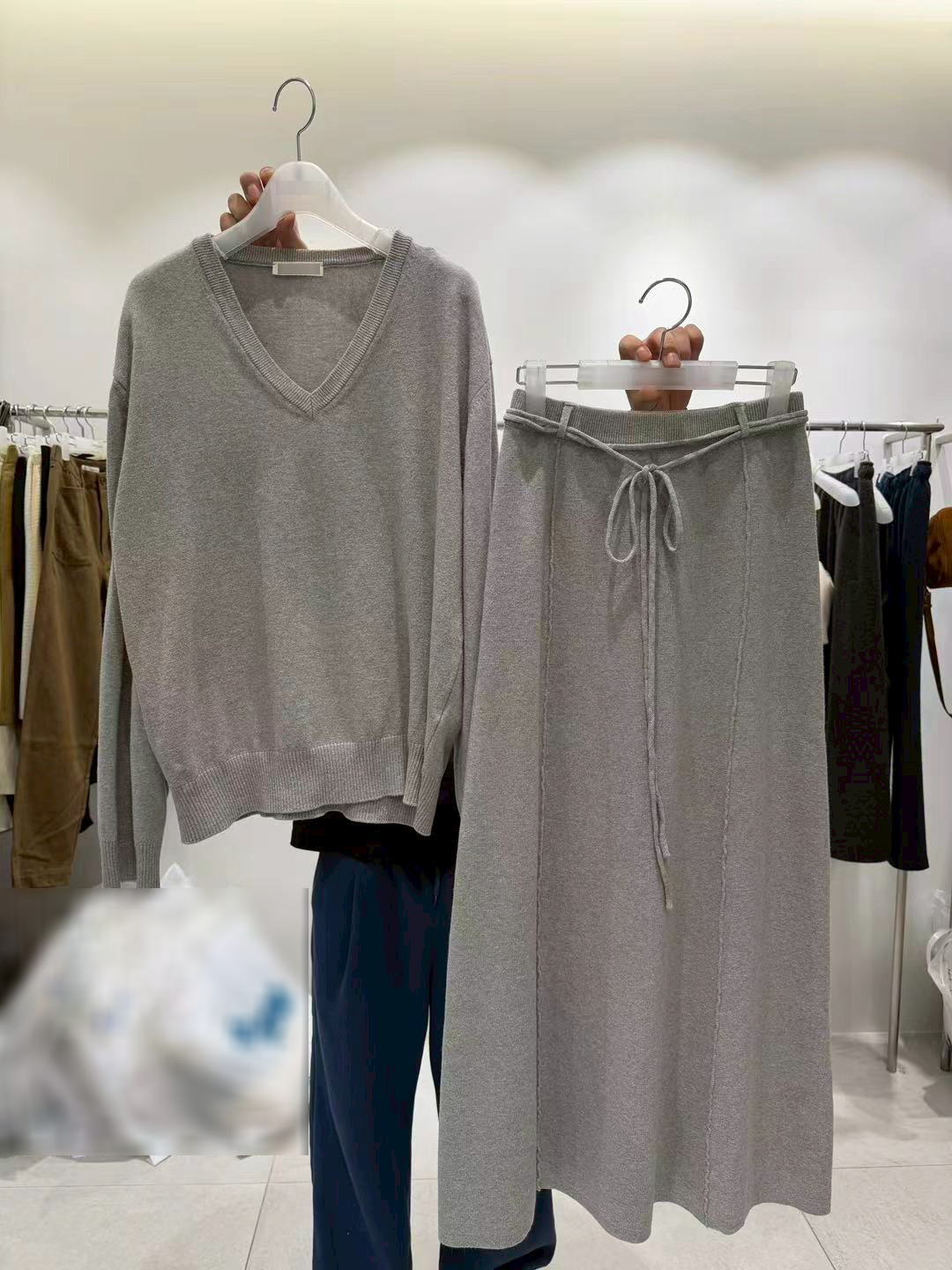 B48.質感家綁繩自信針織長裙