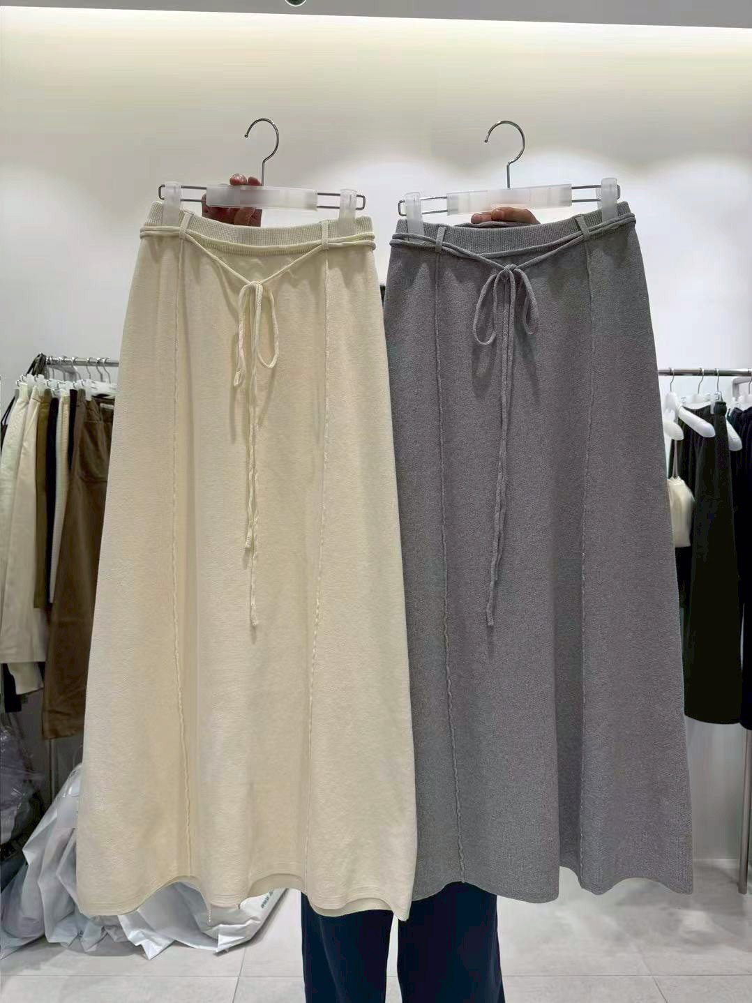 B48.質感家綁繩自信針織長裙