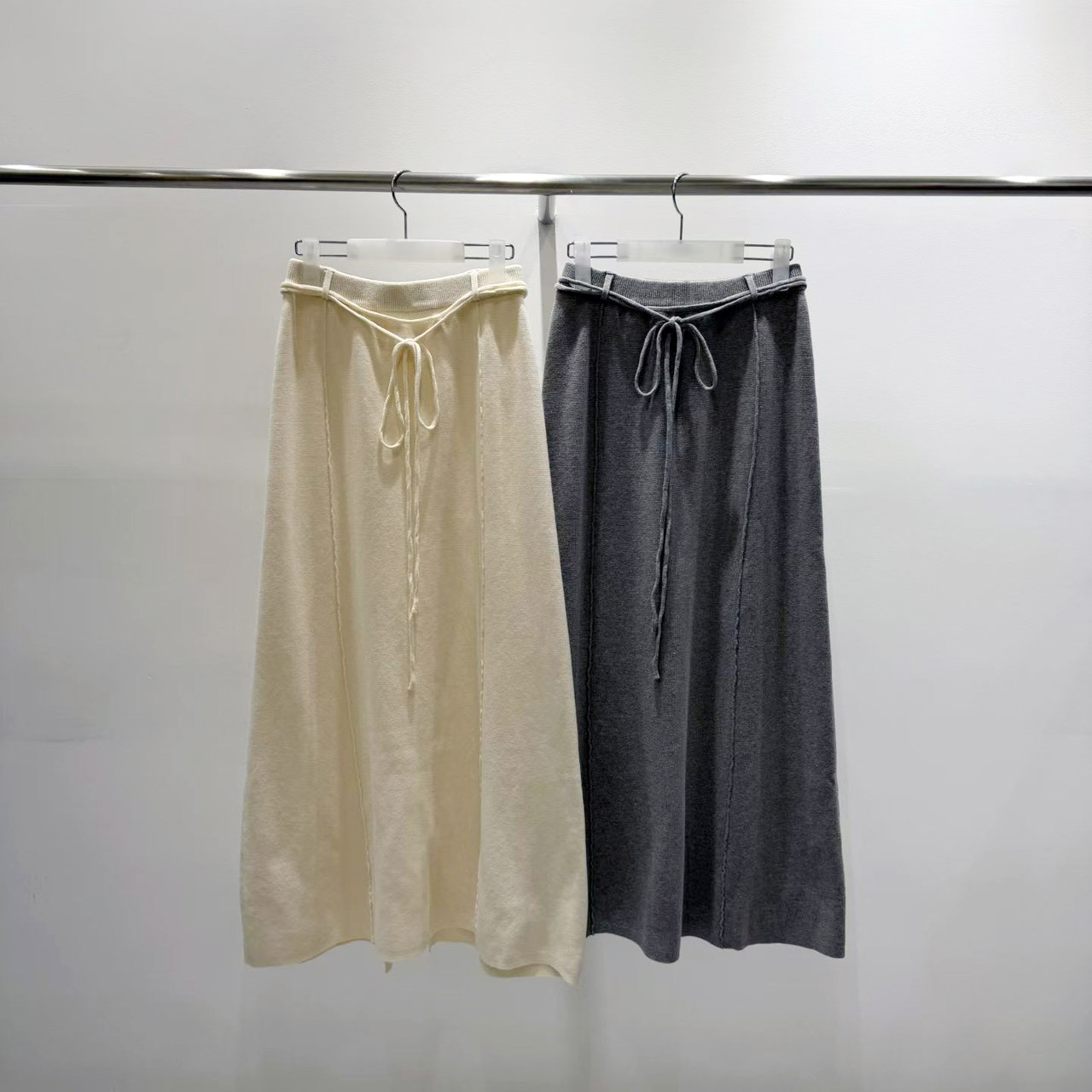 B48.質感家綁繩自信針織長裙