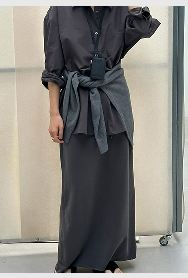 A44.JP家灰階休閒綁帶裙