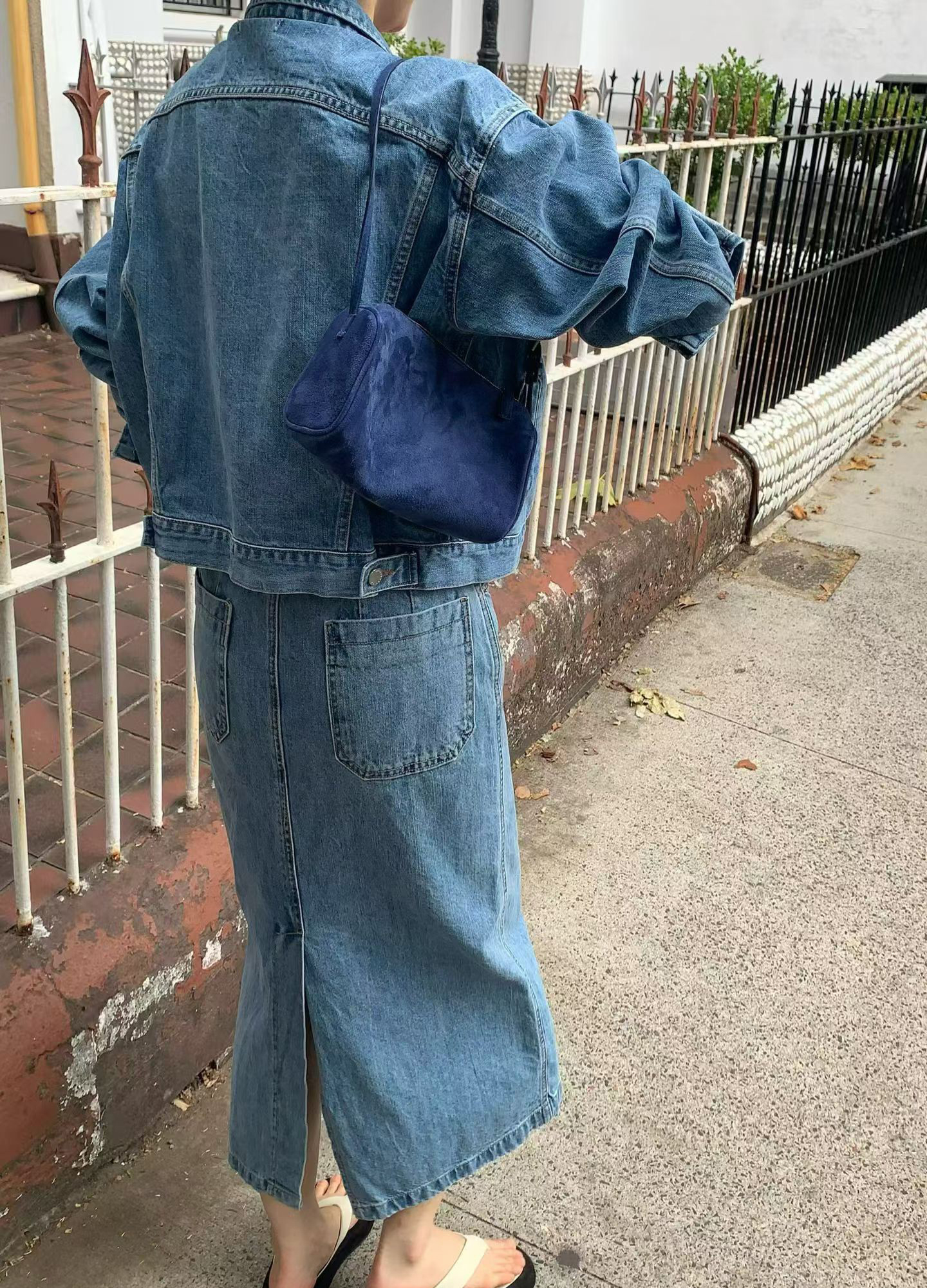 A45.JP家漂亮牛仔直筒裙