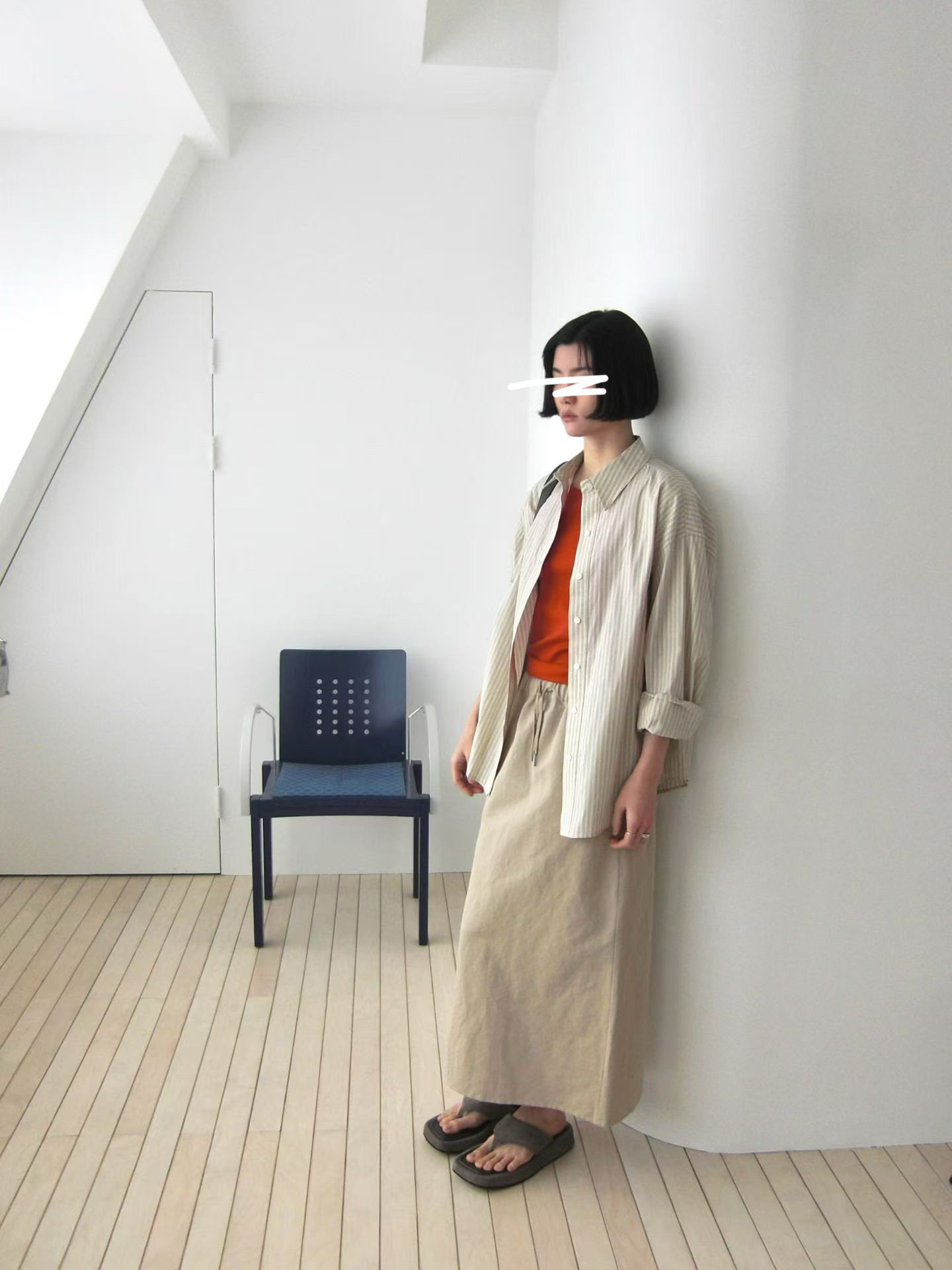 A29.JP家自在後開衩休閒裙