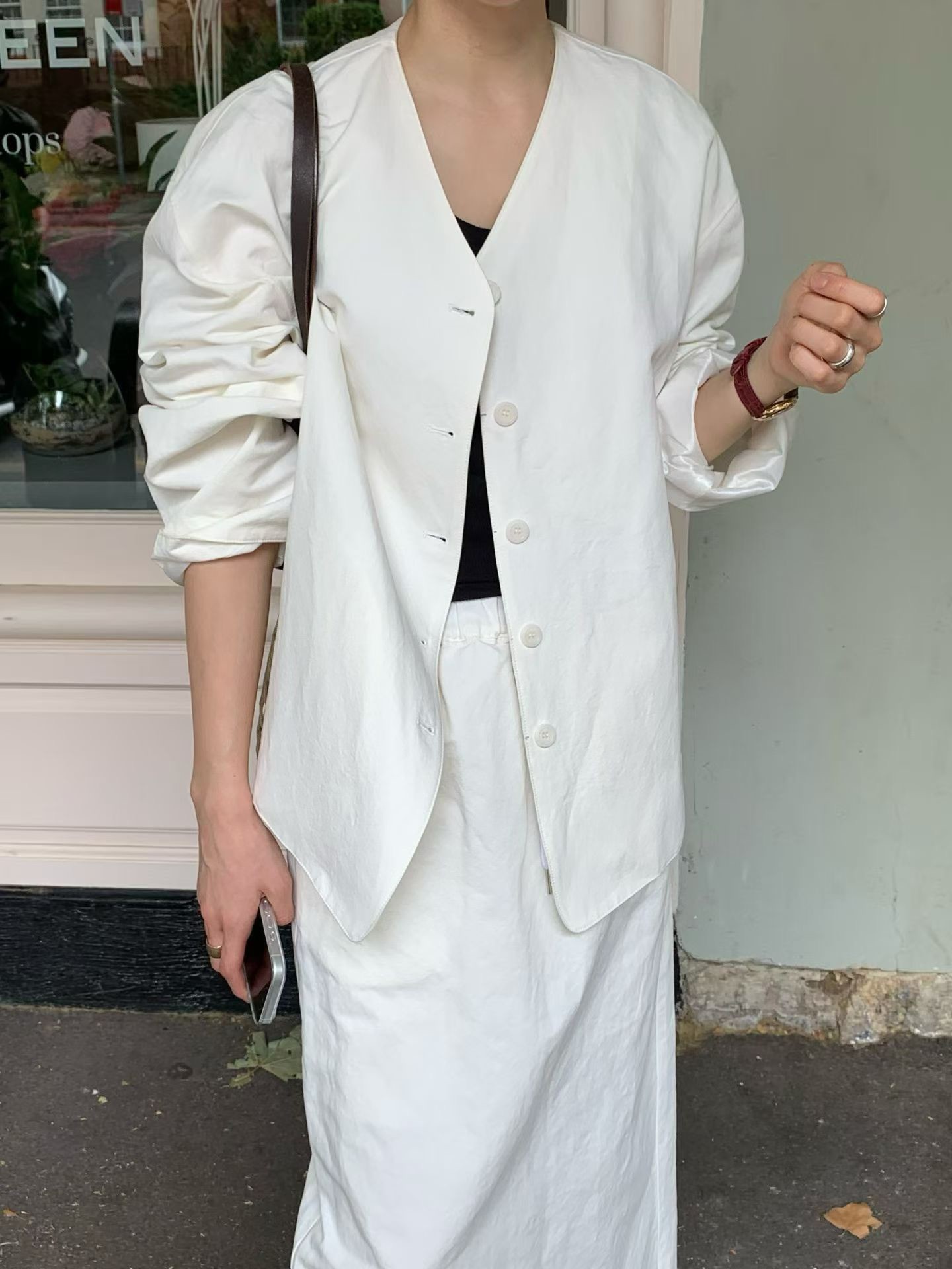 A29.JP家自在後開衩休閒裙