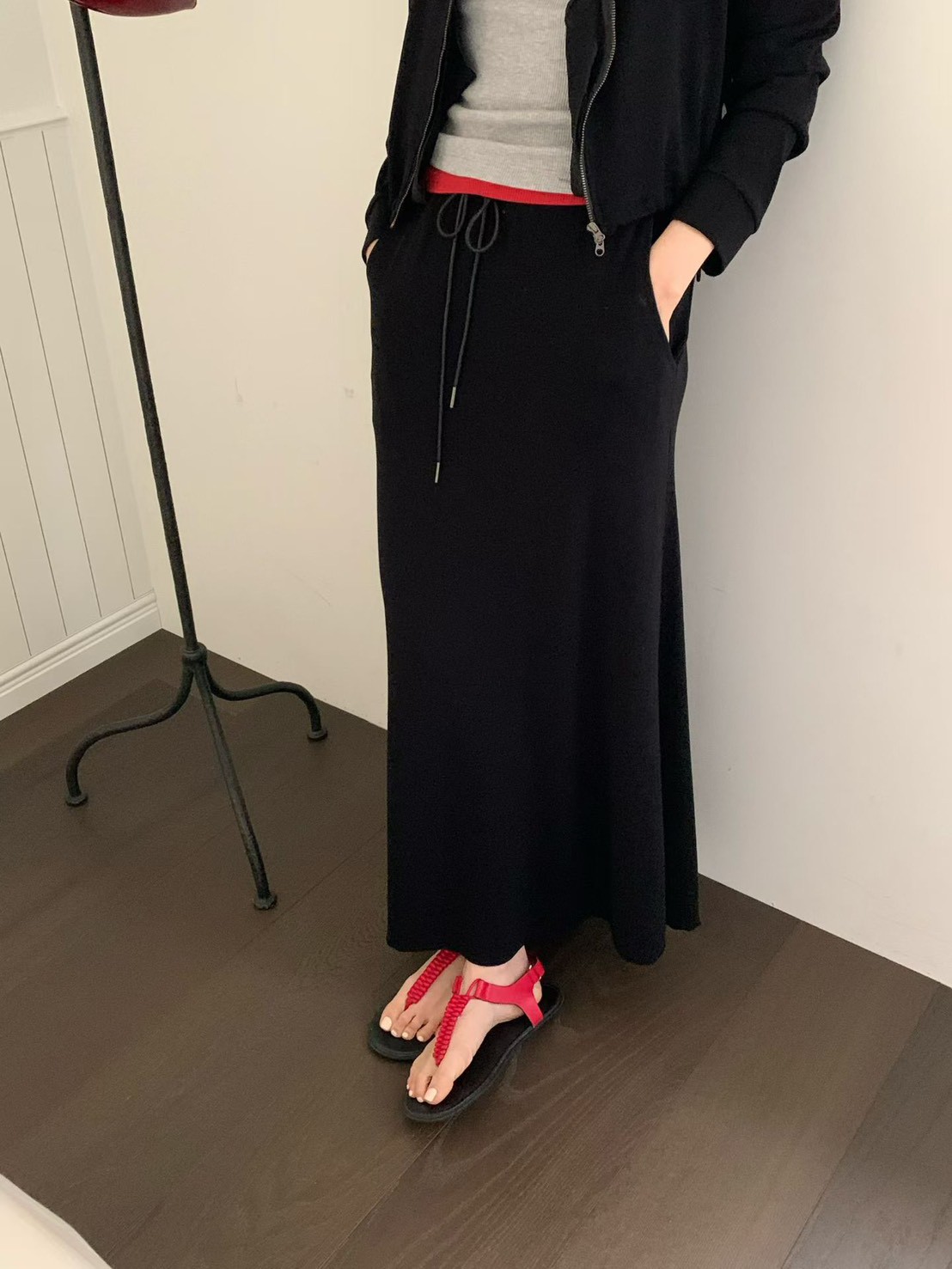 A49.日常必備休閒綁帶長裙