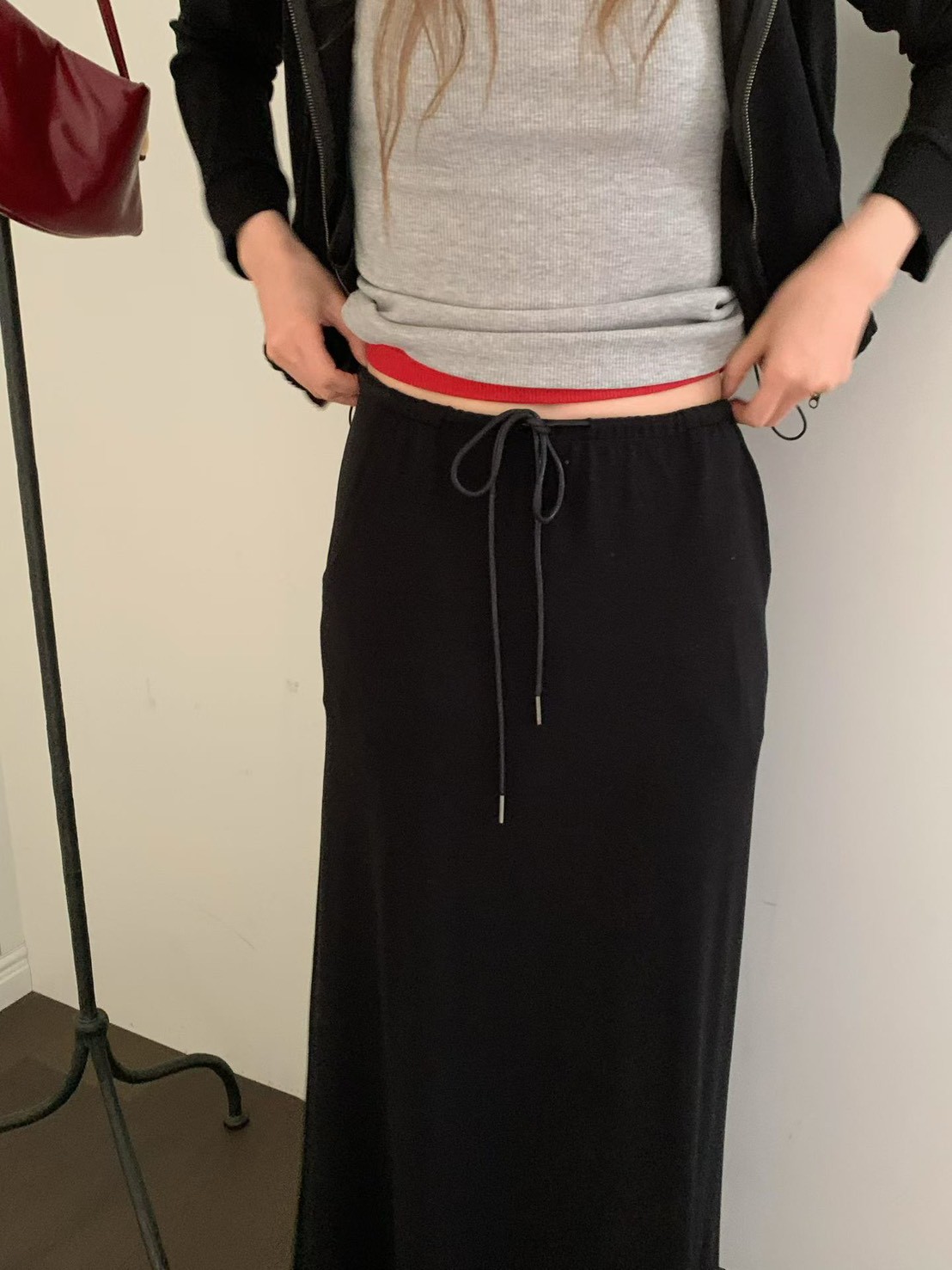 A49.日常必備休閒綁帶長裙