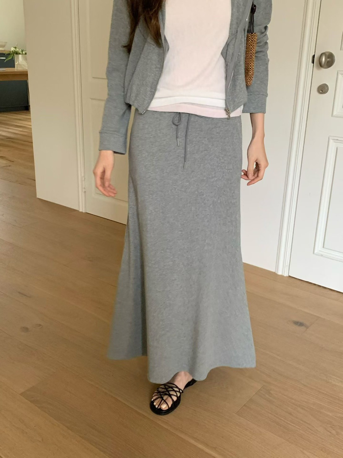 A49.日常必備休閒綁帶長裙