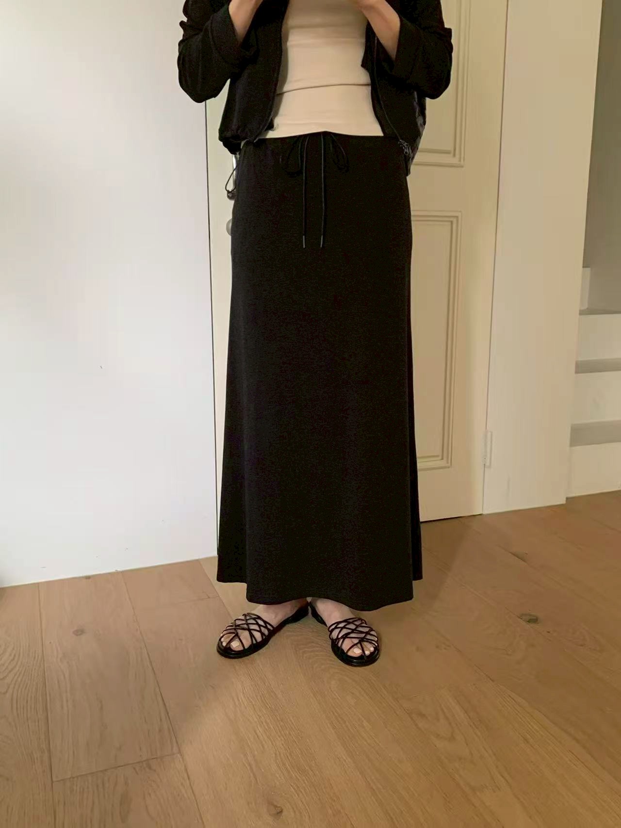 A49.日常必備休閒綁帶長裙