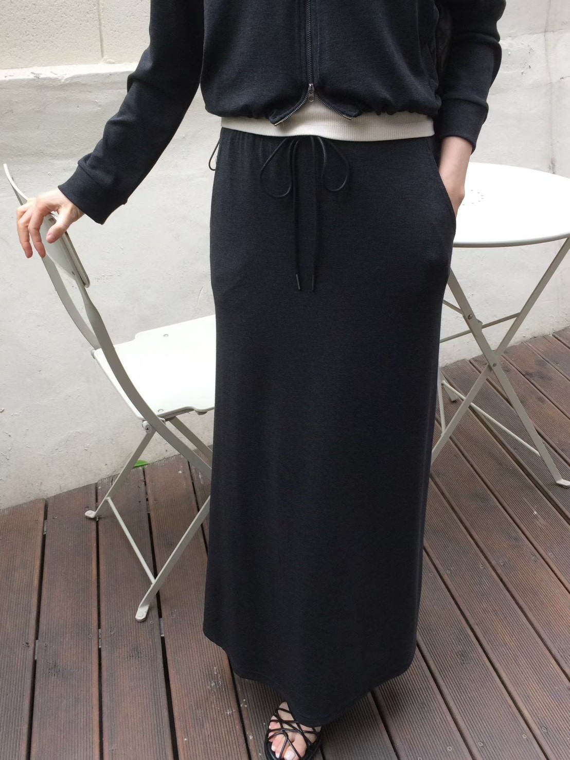 A49.日常必備休閒綁帶長裙