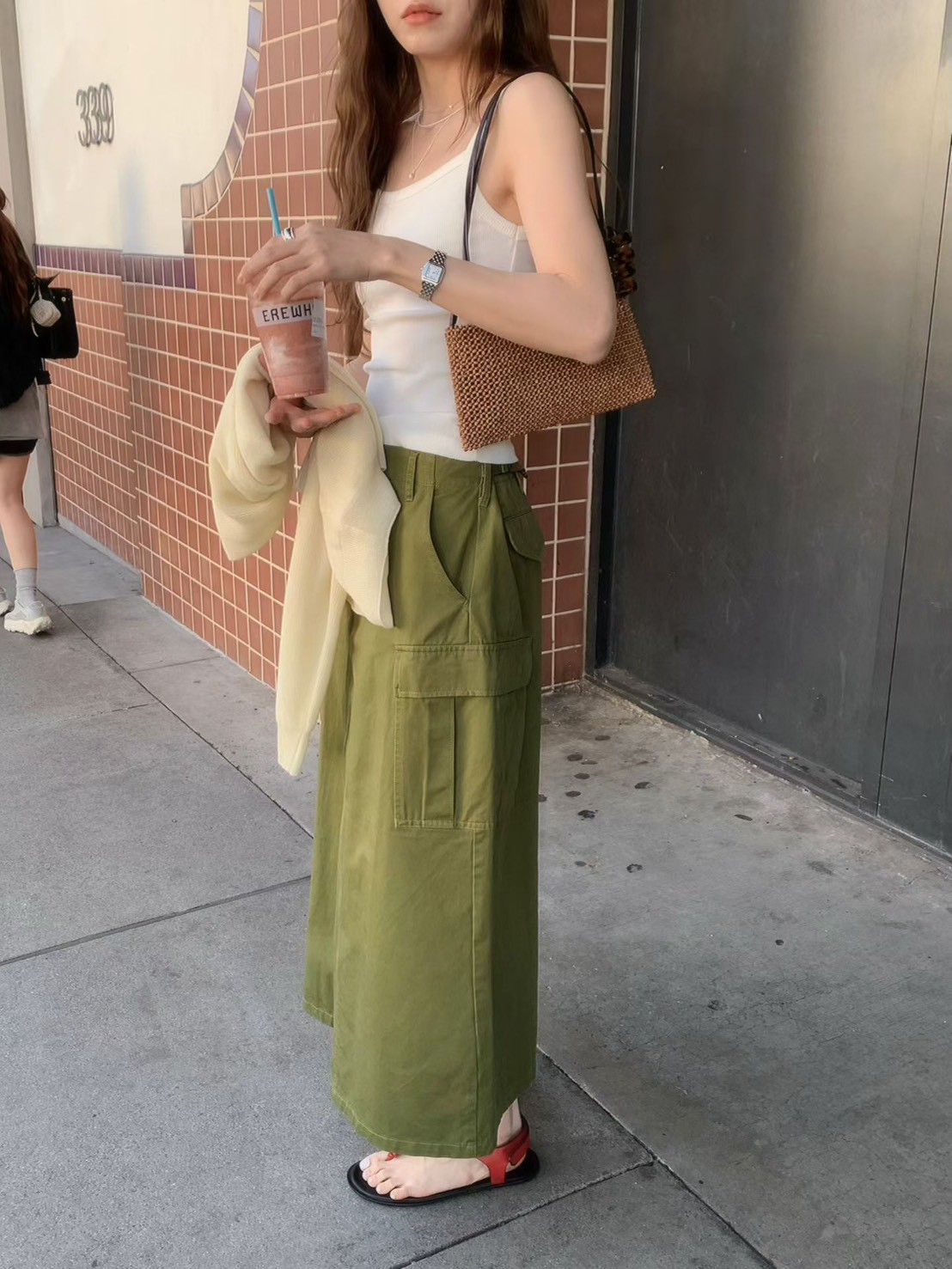 A44.修身工裝口袋A字裙