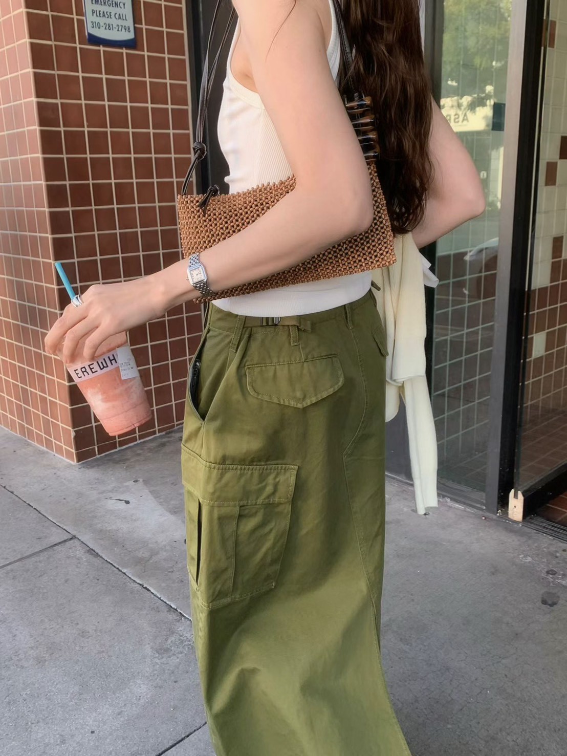 A44.修身工裝口袋A字裙