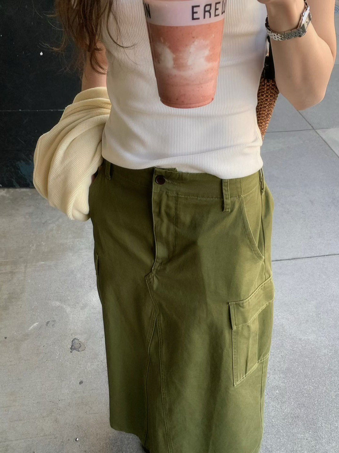 A44.修身工裝口袋A字裙