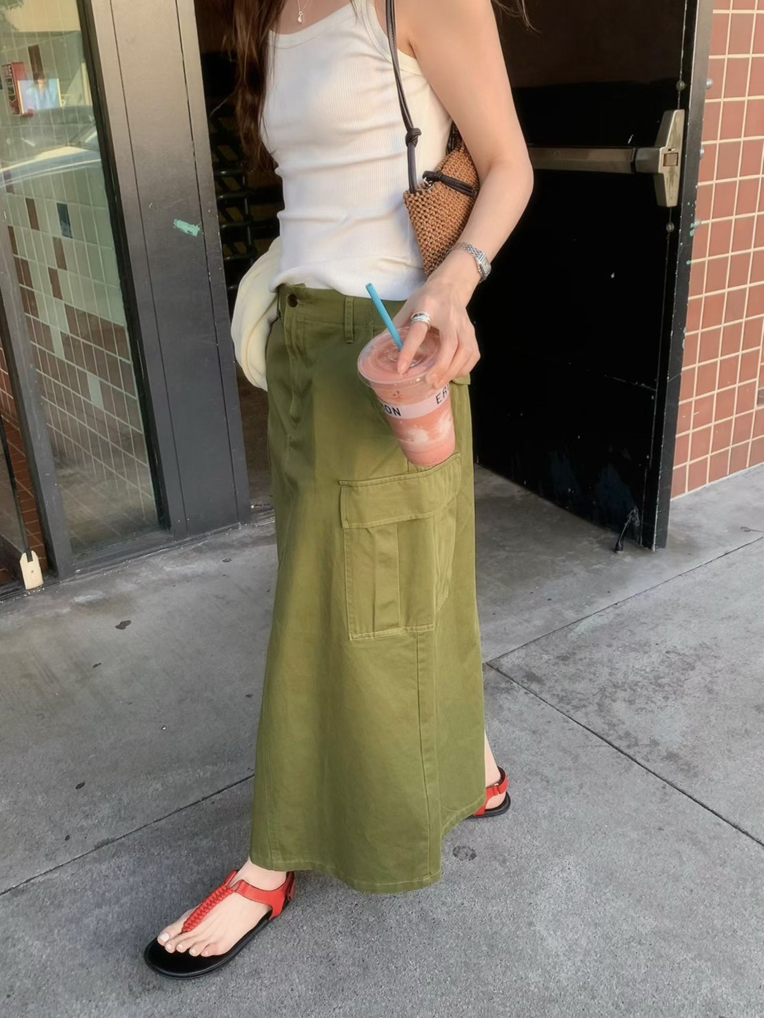 A44.修身工裝口袋A字裙