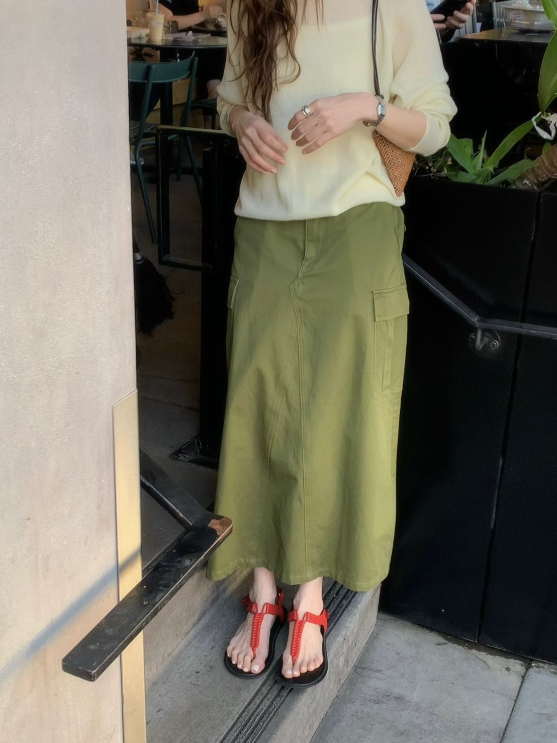 A44.修身工裝口袋A字裙