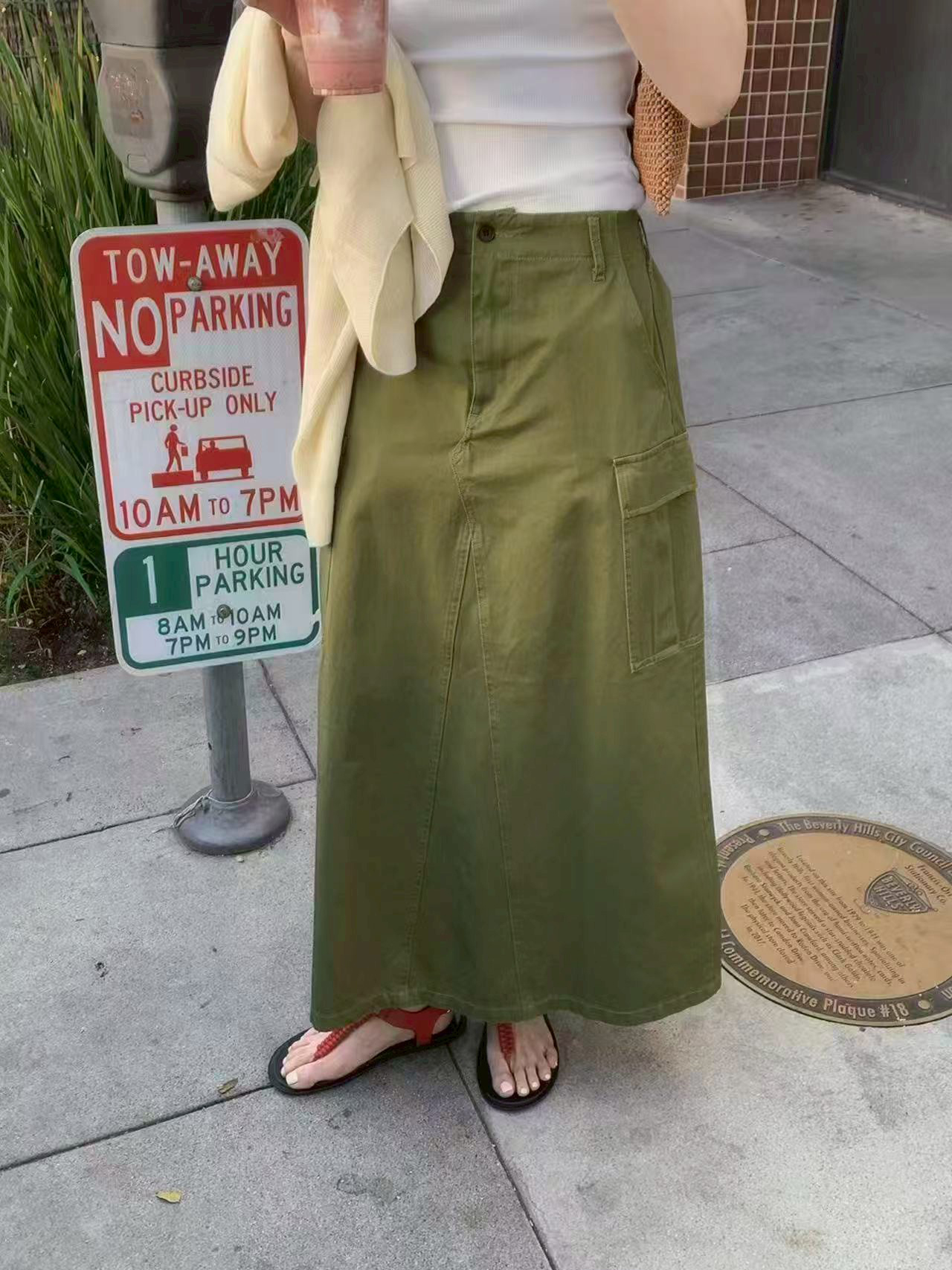 A44.修身工裝口袋A字裙