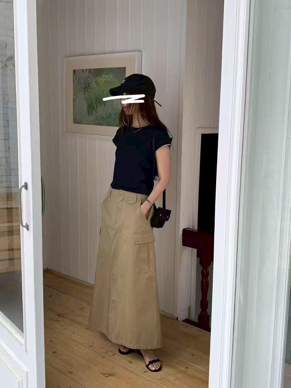 A44.修身工裝口袋A字裙