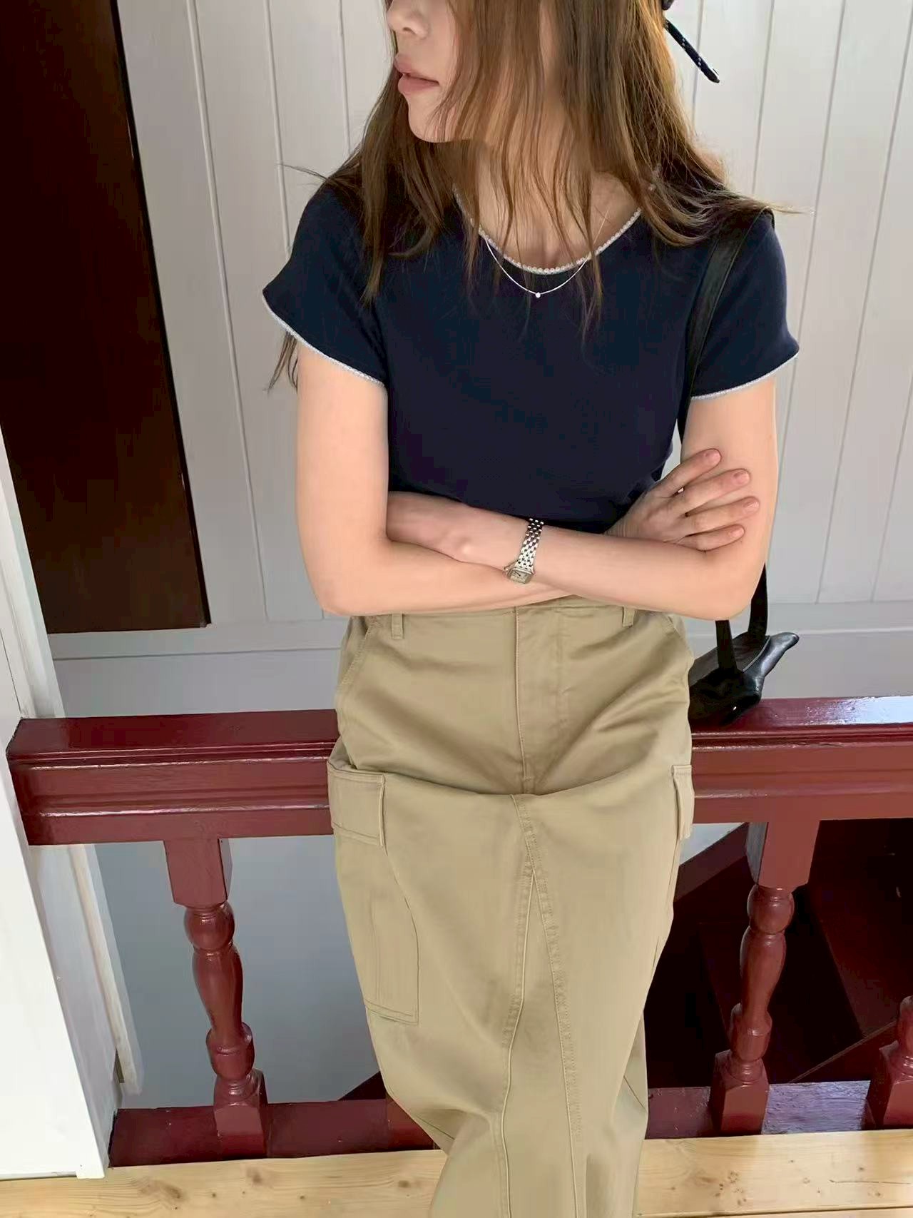 A44.修身工裝口袋A字裙