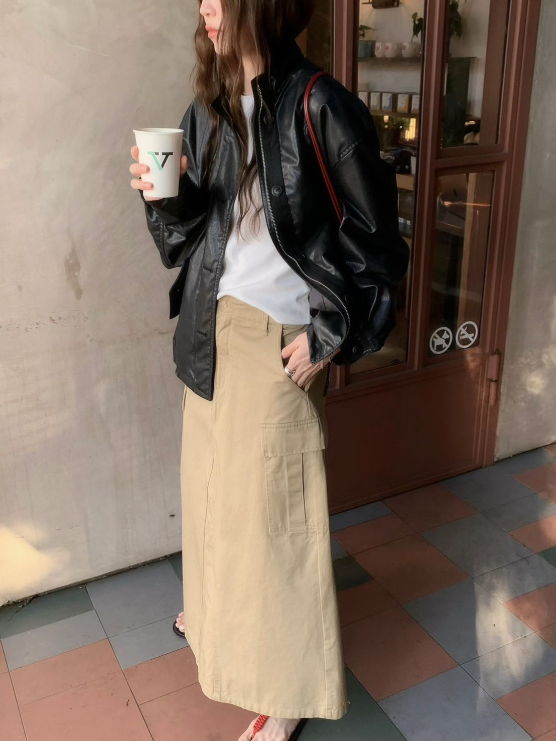 A44.修身工裝口袋A字裙