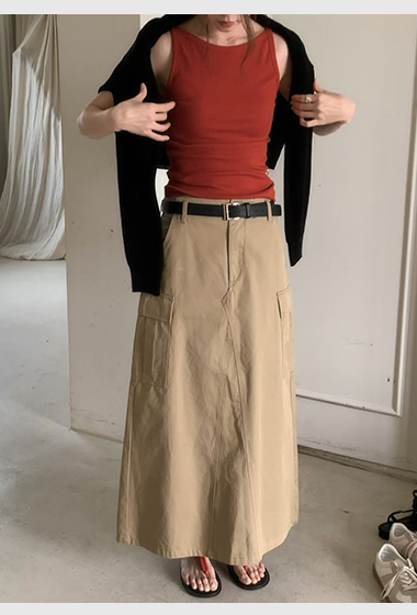 A44.修身工裝口袋A字裙