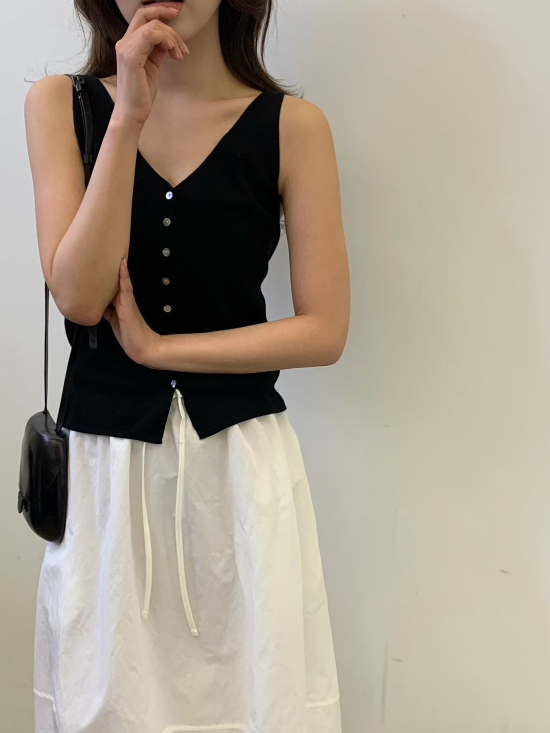 B04.質感家微花苞剪接裙