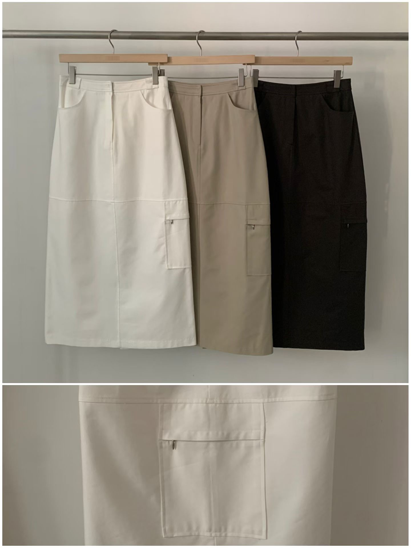 B21.十字剪接素雅工裝裙