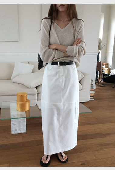 B21.十字剪接素雅工裝裙