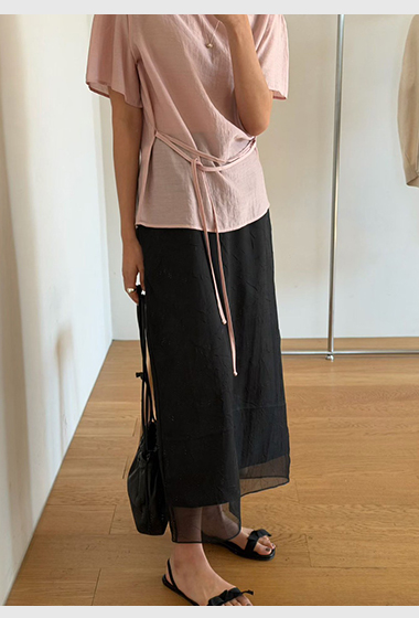 B90.瘦瘦歐膩浪漫雙層長裙