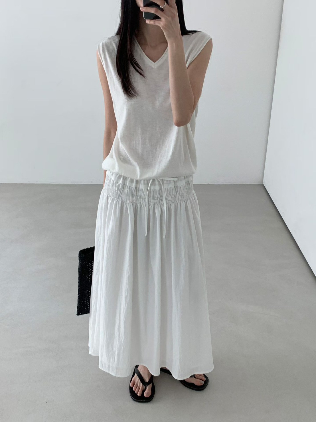 B62.寬腰鬆緊造型飄逸長裙