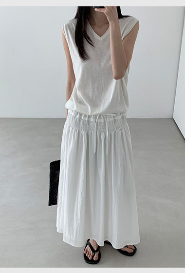 B62.寬腰鬆緊造型飄逸長裙