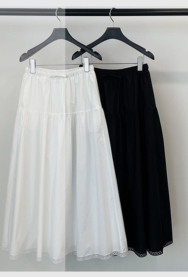 B61.甜美下襬蕾絲滾邊傘裙