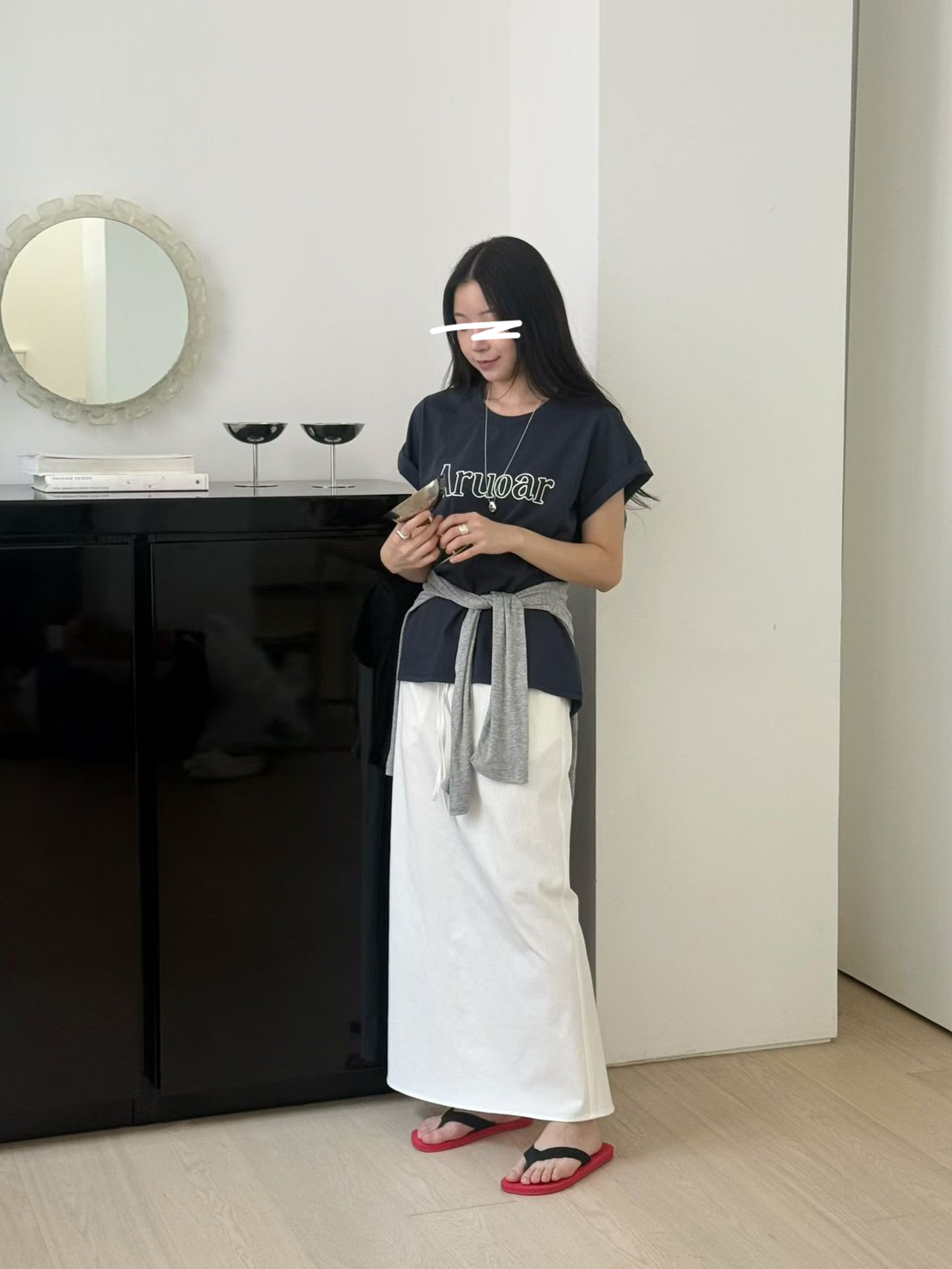 B04.鬆緊腰後開叉瘦瘦裙