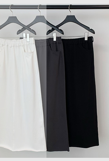 B56.灰階鬆緊腰長裙