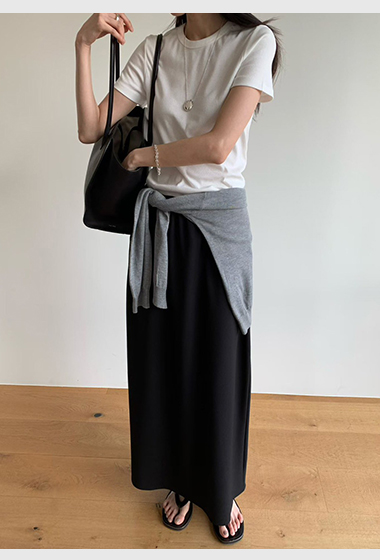 B55.零失誤必備鬆緊腰長裙