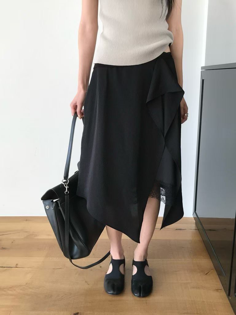 B84.小V家浪漫波浪下擺蕾絲裙