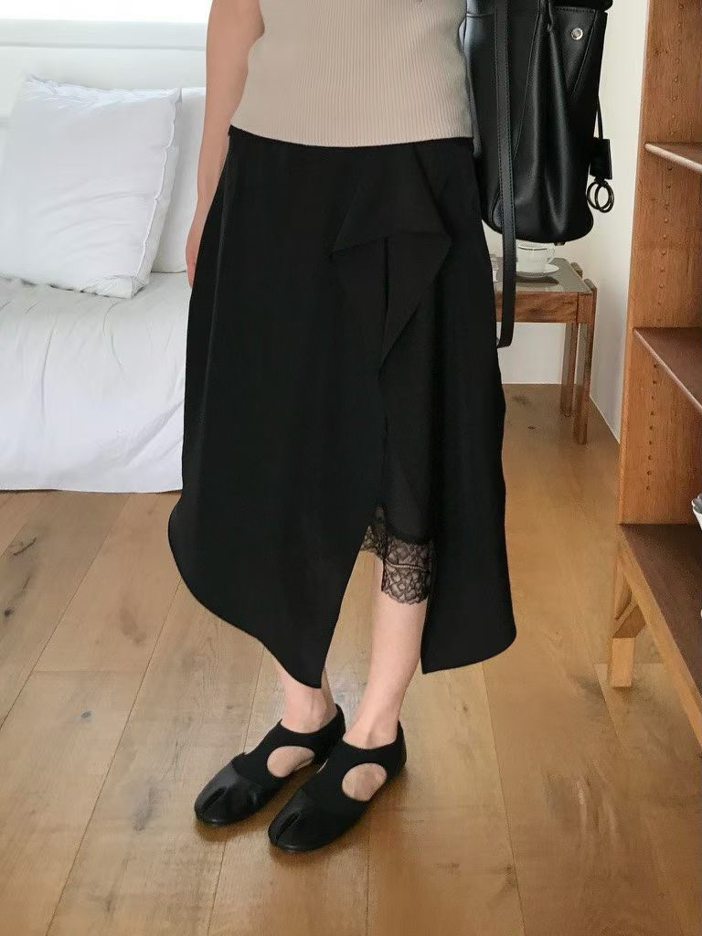 B84.小V家浪漫波浪下擺蕾絲裙