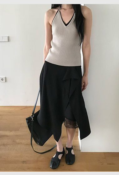 B84.小V家浪漫波浪下擺蕾絲裙