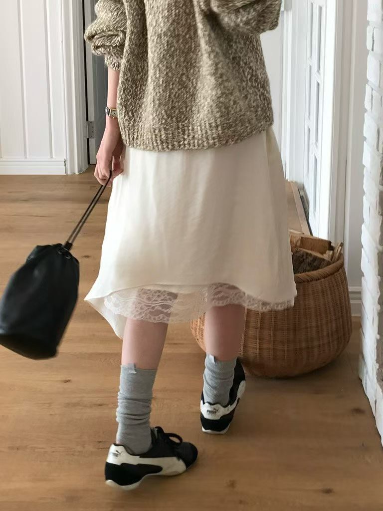 B84.小V家浪漫波浪下擺蕾絲裙