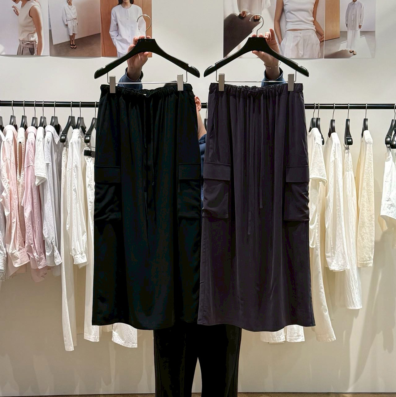 A17.銅氨纖維側貼口袋工裝裙