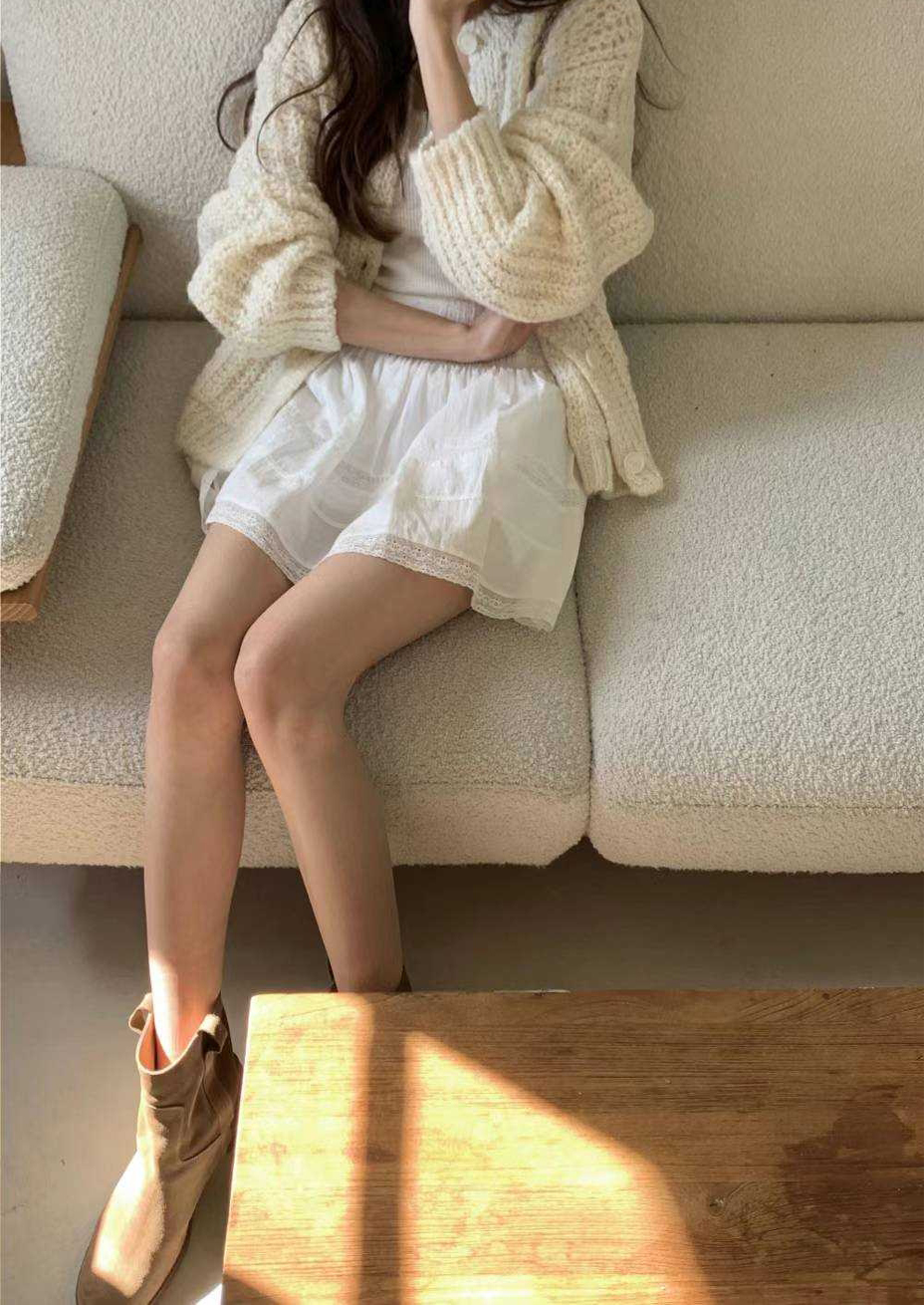 韓國鬆緊腰織帶緹花短裙