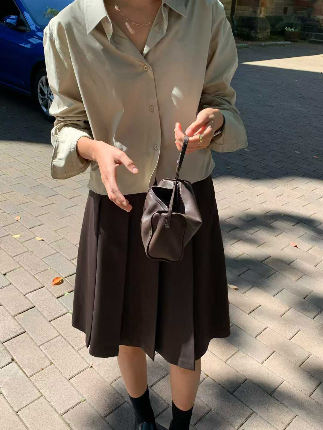 B36.清爽家寬百褶及膝裙
