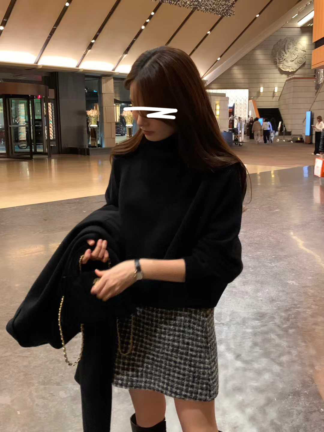 A48.顏值家黑白格紋時髦短裙