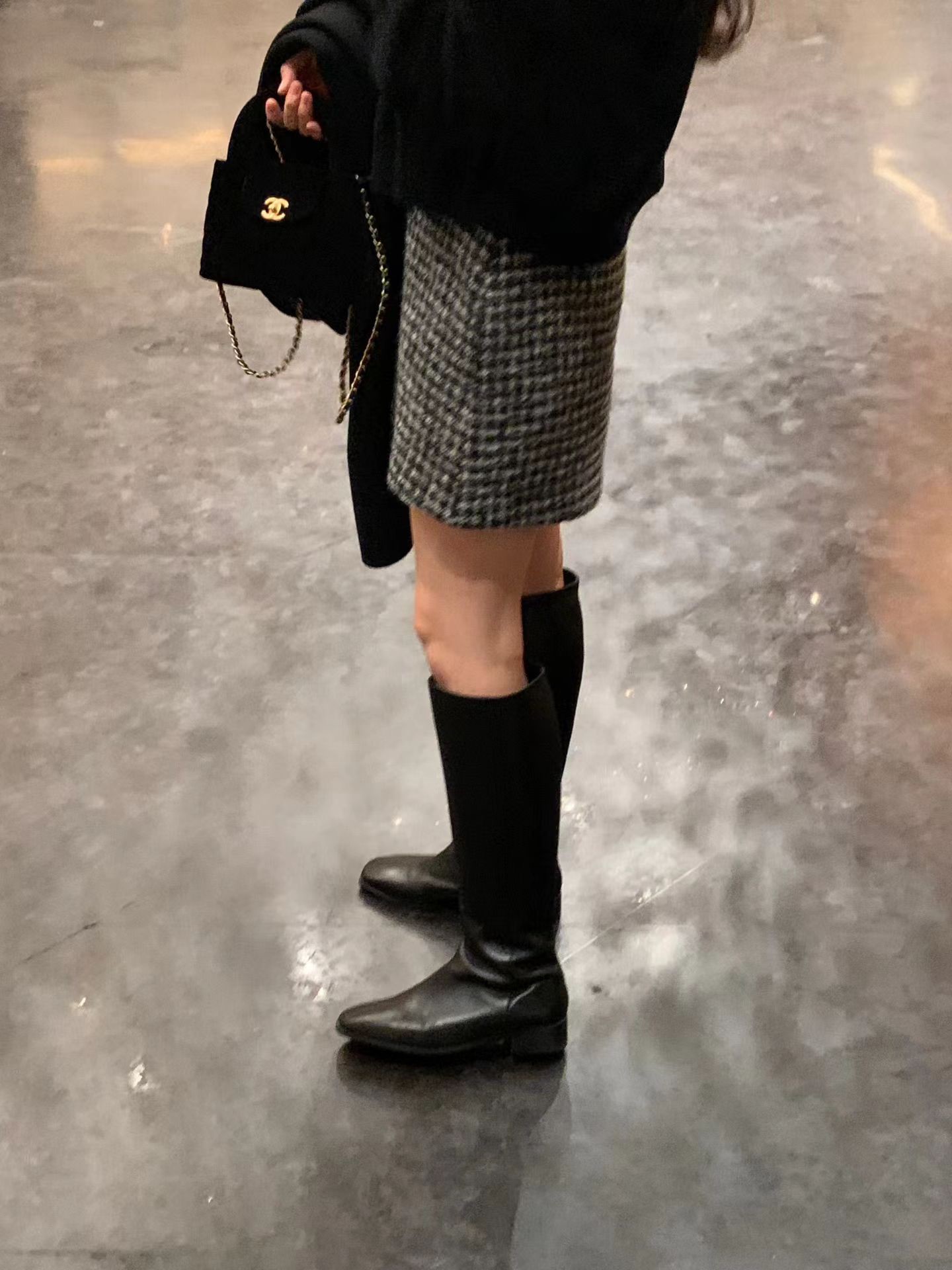 A48.顏值家黑白格紋時髦短裙