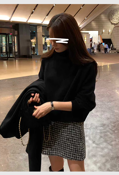 A48.顏值家黑白格紋時髦短裙