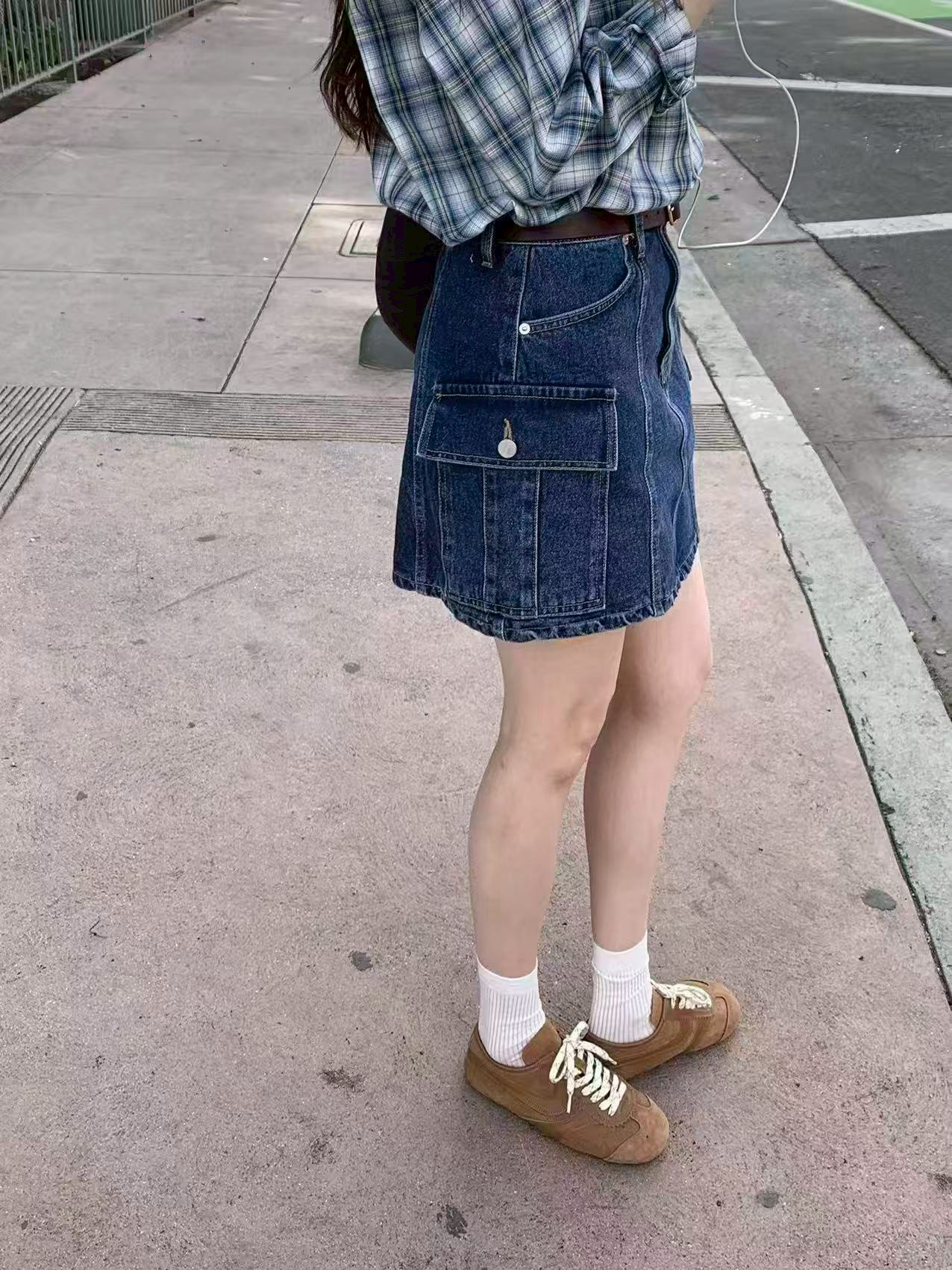 A61.工裝口袋牛仔短裙(內裡安全褲)