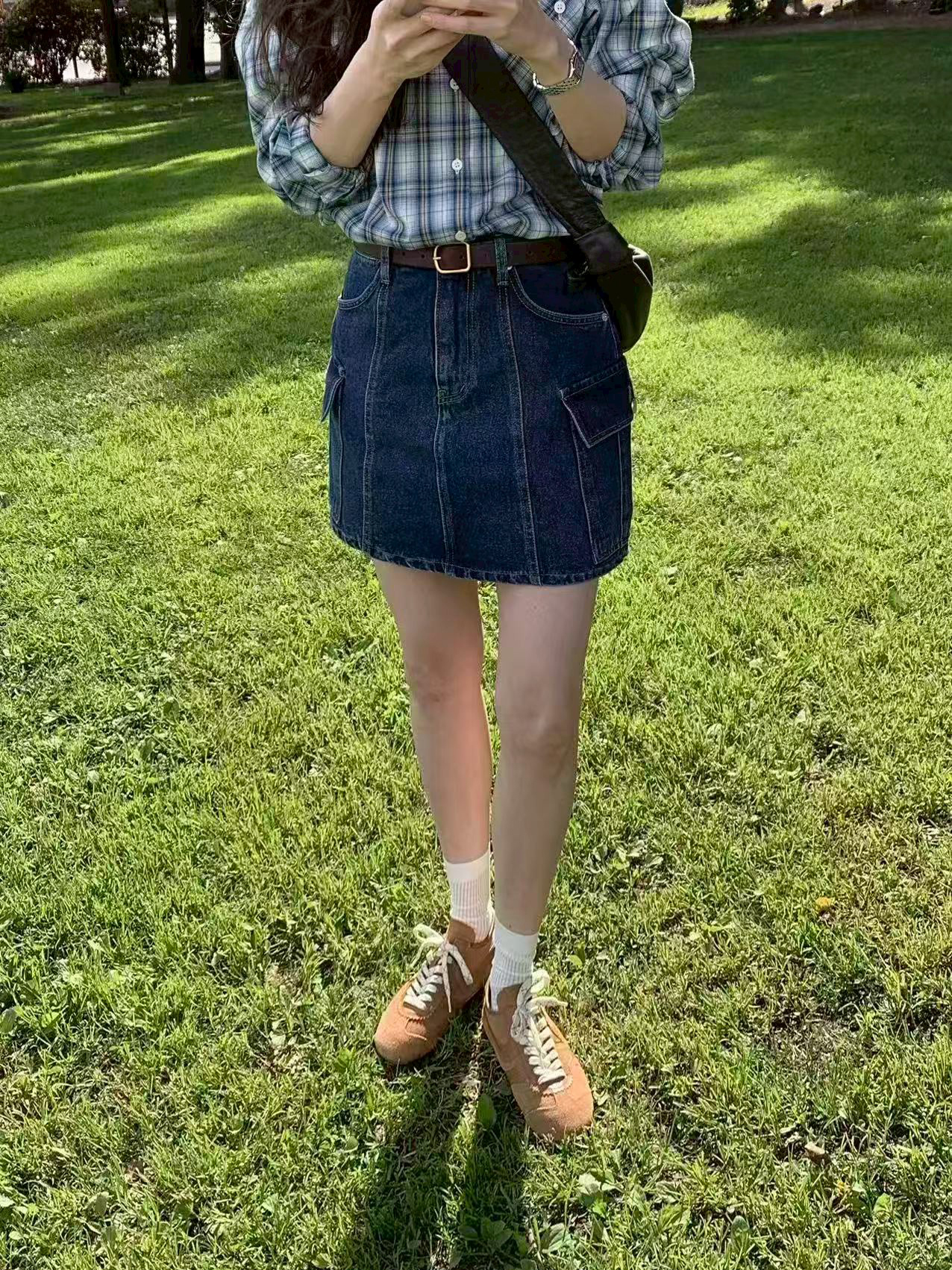 A61.工裝口袋牛仔短裙(內裡安全褲)