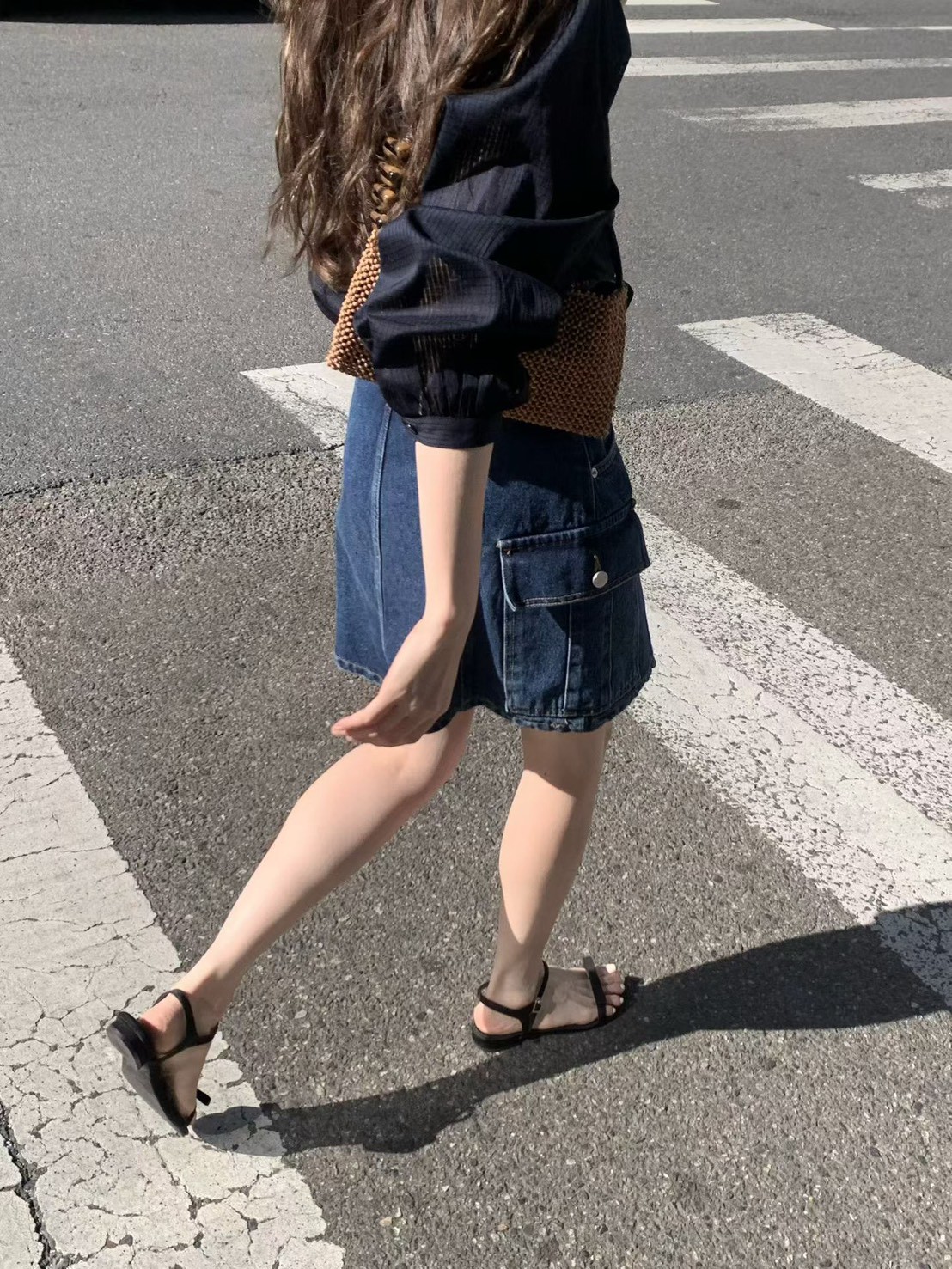 A61.工裝口袋牛仔短裙(內裡安全褲)