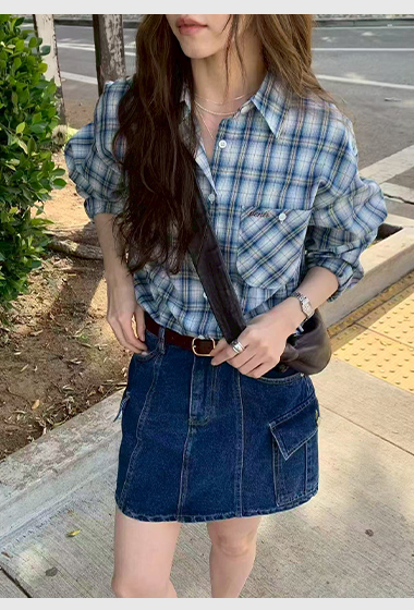 A61.工裝口袋牛仔短裙(內裡安全褲)